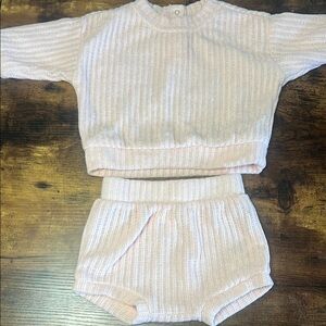 Baby Cat & Jack Pink Ribbed Sweater and Shorts Set
